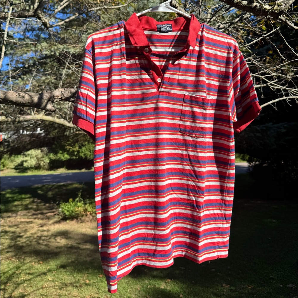 Striped Red and Blue Polo Shirt